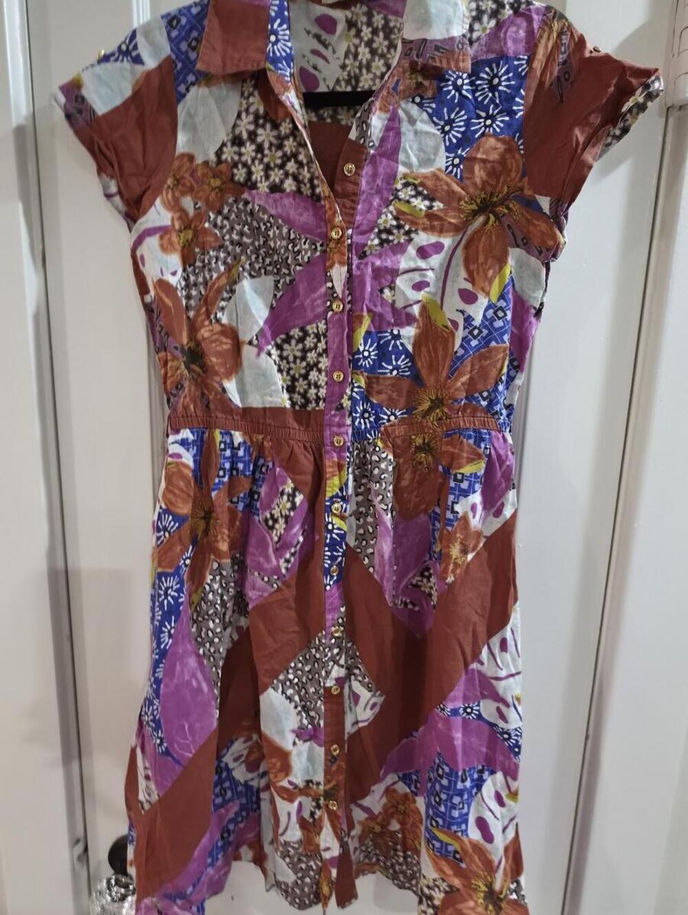 Seiki Floral Patchwork Button-Up Dress Size 40